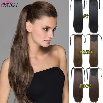 

BUQI Black Brown Colors Available Long Silky Straight Synthetic Drawstring Ponytail Clip in Extension Style High Temperatur Fibe