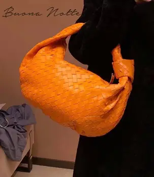 

2020 Genuine Leather Knot Bag Manual Weave Real Leather Knit Shoulder Bags Large Volume Woman High-quality Luxury Designer Totes