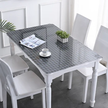 

HAZY PVC Tablecloth Waterproof Nordic Plaid Table Cover Mat Rectangle Table Cloths Soft Glass Protect the Dining Table Desktop