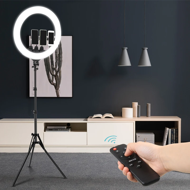 

22inch/55cm Photographic Lighting Dimmable Led Ring Light With 2M Stand Phone Clip Chargeable Ring Lamp For Selfie Video Makeup