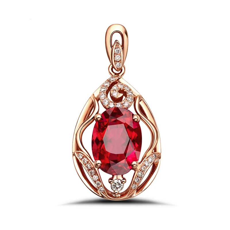 RICKI Лучшие Продавцы карат голубь крови красный турмалин кулон с 18k розовое золото