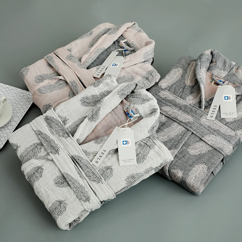 Casual Home Wear Feather Gauze Robe 100 Cotton Robe Bath Robe Women