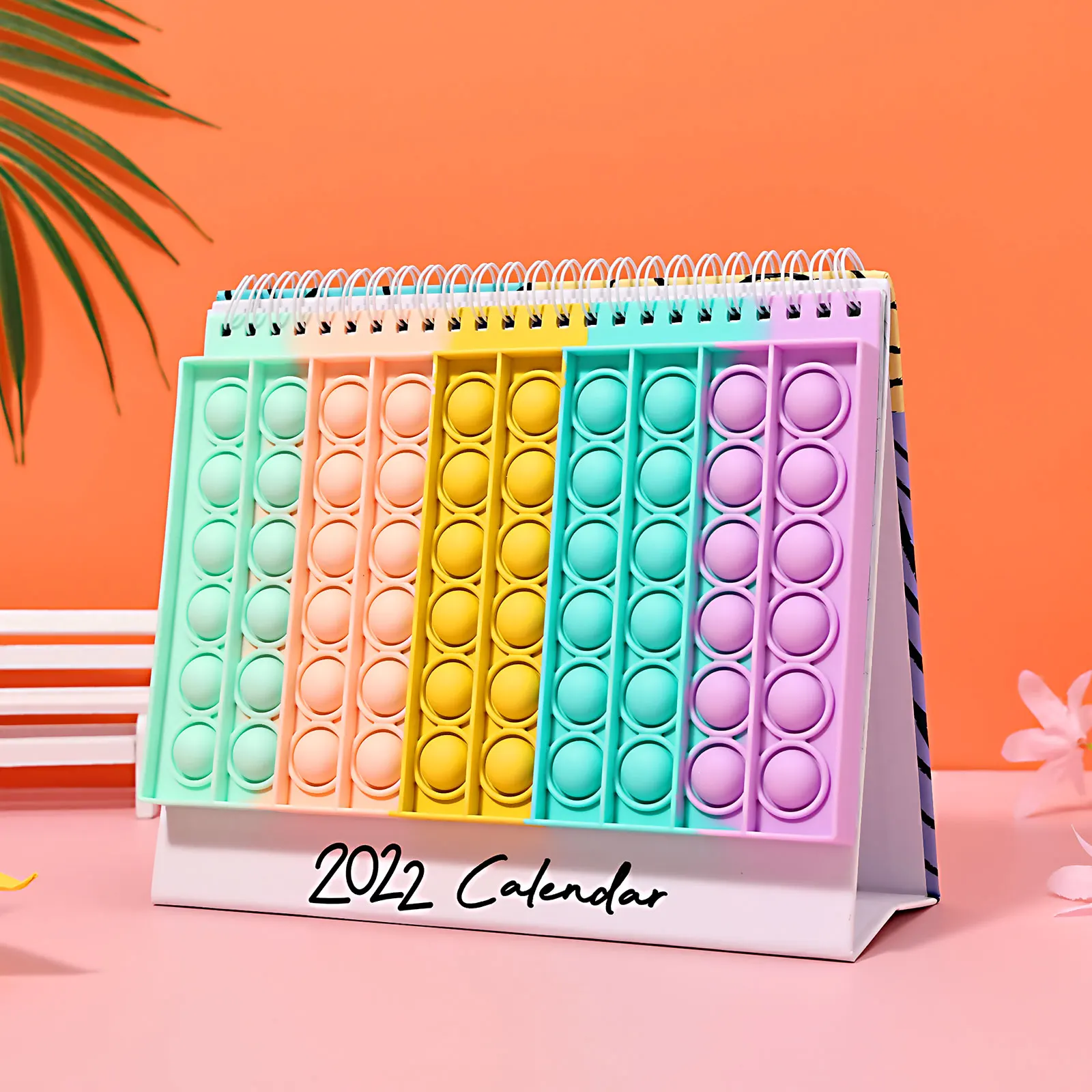 New Caderno Desk Calendar Pop its Notebook Bubble Fingertip Silicone Case Notepad Student Decompression Stationery Toys Gift