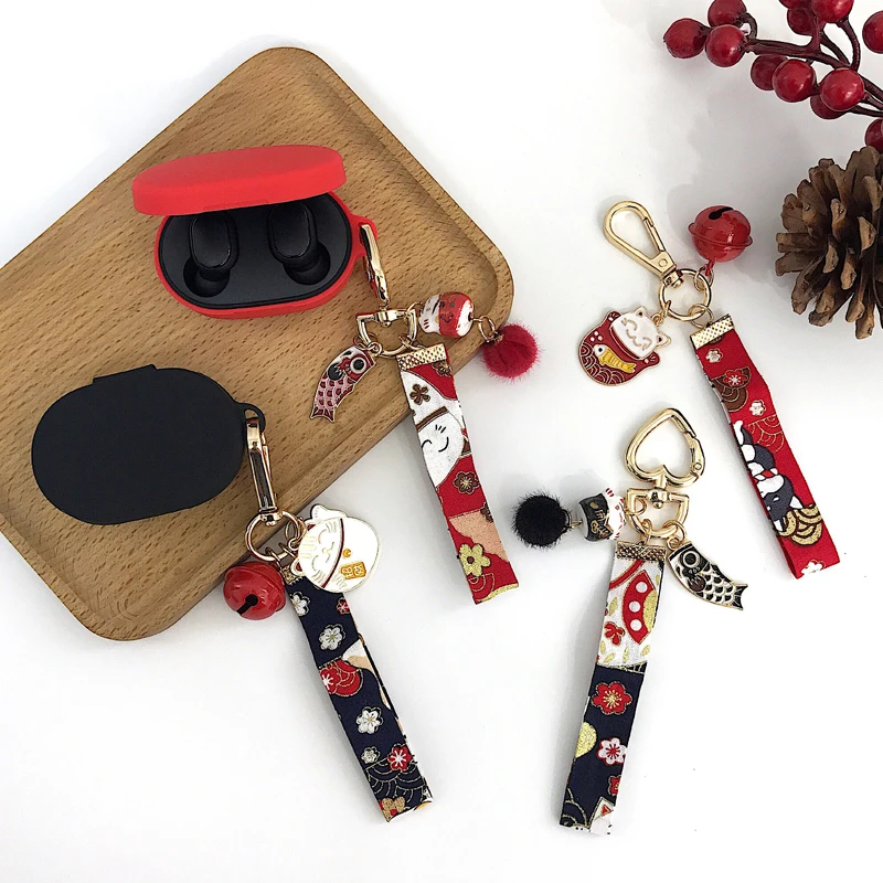 Чехол для Redmi Airdots милый чехол наушников Lucky Cat Xiaomi силиконовый с кольцом