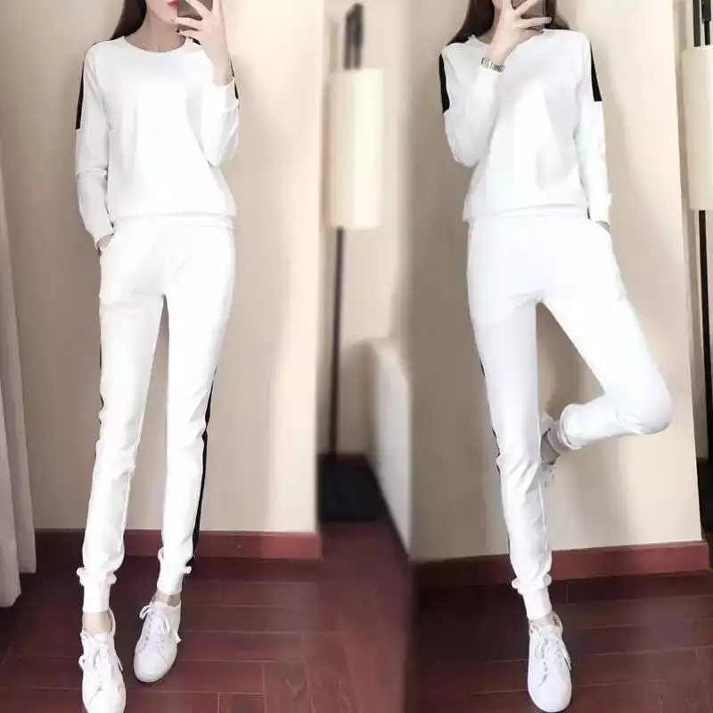 

2018 New Style Casual Sports Clothing Set Spring And Autumn Loose Fashion Korean-style WOMEN'S Wear Running Hoodie Pants Two-Pie