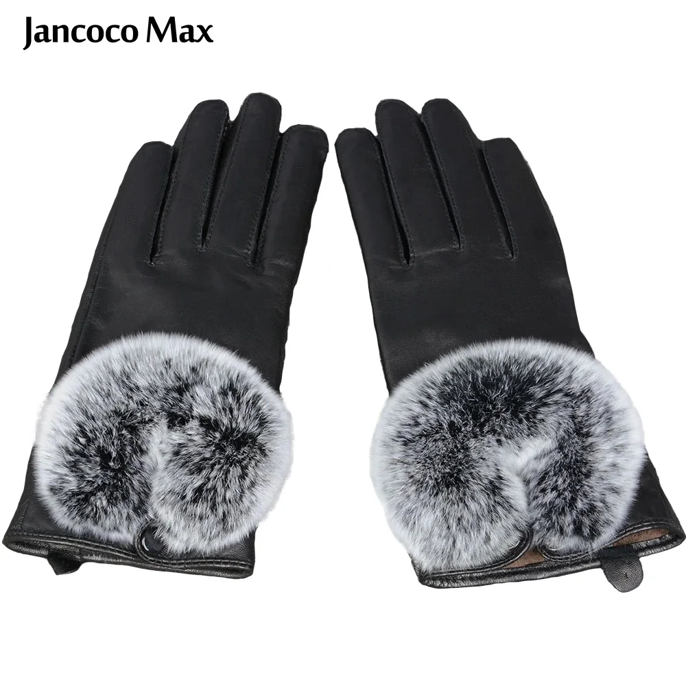 Jancoco Max высококачественные перчатки из натуральной овечьей кожи с кроличьим