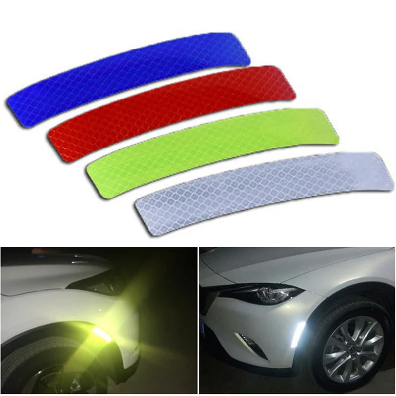 2Pcs Auto Car Stickers Wheel Rim Eyebrow Reflective Warning Strip Safety Warning Light Reflector Protective Mark Accessories