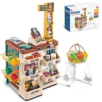 Toy For Girls Supermercado De Juguete Kids Cash RegisterHome Supermarket Cart Kitchen Cash Toys Machine 48pcs Shopping Brinquedo 2