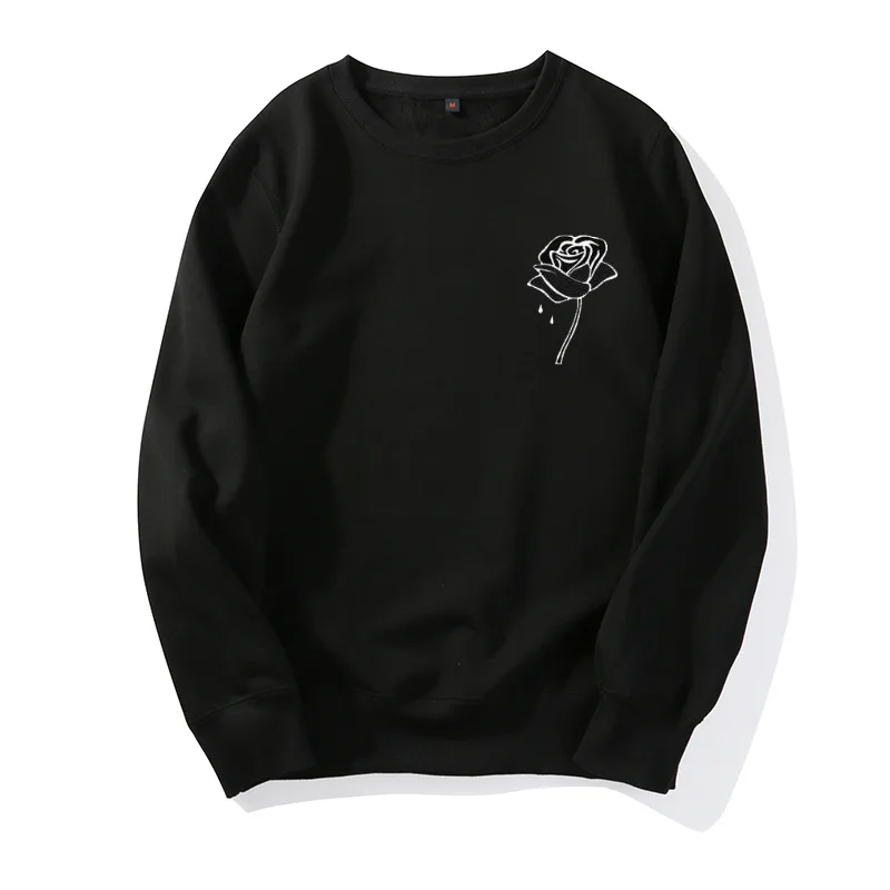 

New 2020 Rose Print Women's Sweatshirt Crewneck Warm Hoodies for Women Harajuku Long Sleeve Female Tracksuits Couple Hoodie Tops