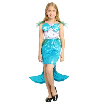 

Girl Little Mermaid Fancy Dress Up Kids Photography Tulle Cosplay Princess Costume Girls Christmas Party Long Gown
