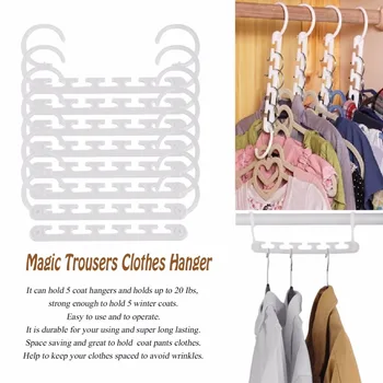 

Portable 8 Pcs Space Saving Magic Trousers Clothing Hanger Coat Pants Clothes Closet Organizer Hooks Hanger Rack