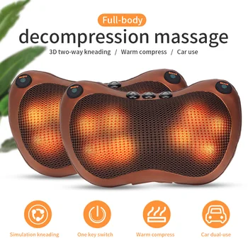 

Head Neck Massager Car Home Cervical Shiatsu Massage Neck Back Waist Body Electric Multifunctional Massage Pillow Cushion