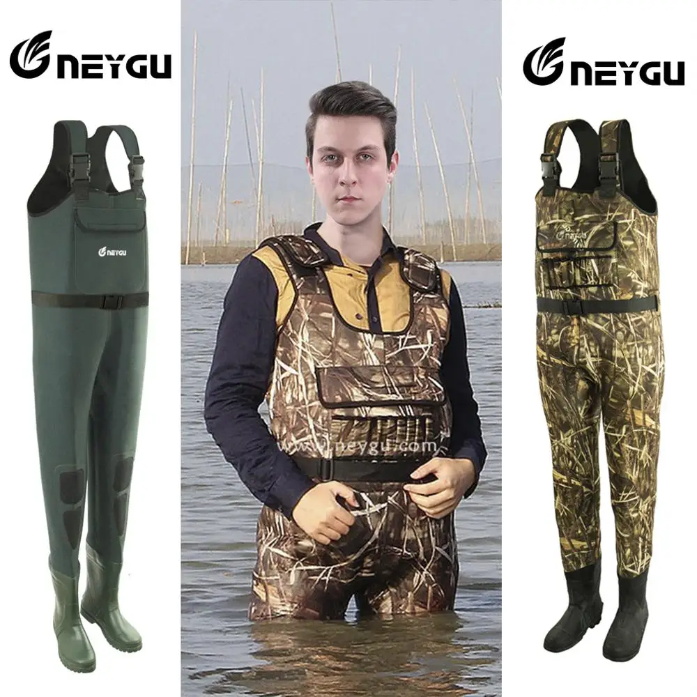 

5MM neoprene insulated thermal chest wader, waders for fly fishing with rubber boots ，keep you warm in cold water，Ice, snow,