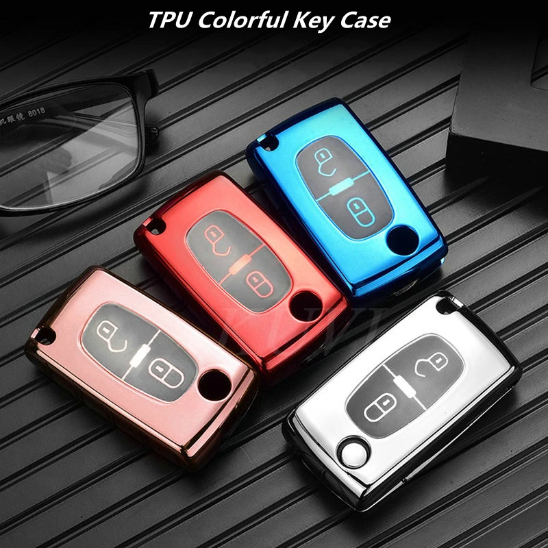 TPU Flip Folding Car Key Case Cover For Peugeot 107 206 207 307 308 406 Citroen Xsara Picasso C2 C3 C4 C5 C6 C8 2 3 Button | Автомобили и
