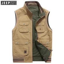 JEEP SPIRIT бренд Осенний жилет мужской повседневный хлопок, воротник-стойка Двусторонняя одежда жилет мужской плюс размер M-4XL мужской жилет