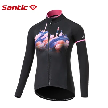 

Santic Women's Cycling Jackets Fleece Thermal Long Sleeve Bicycle Coat Windproof Reflective MTB Bike Outdoor Sports Windbreaker