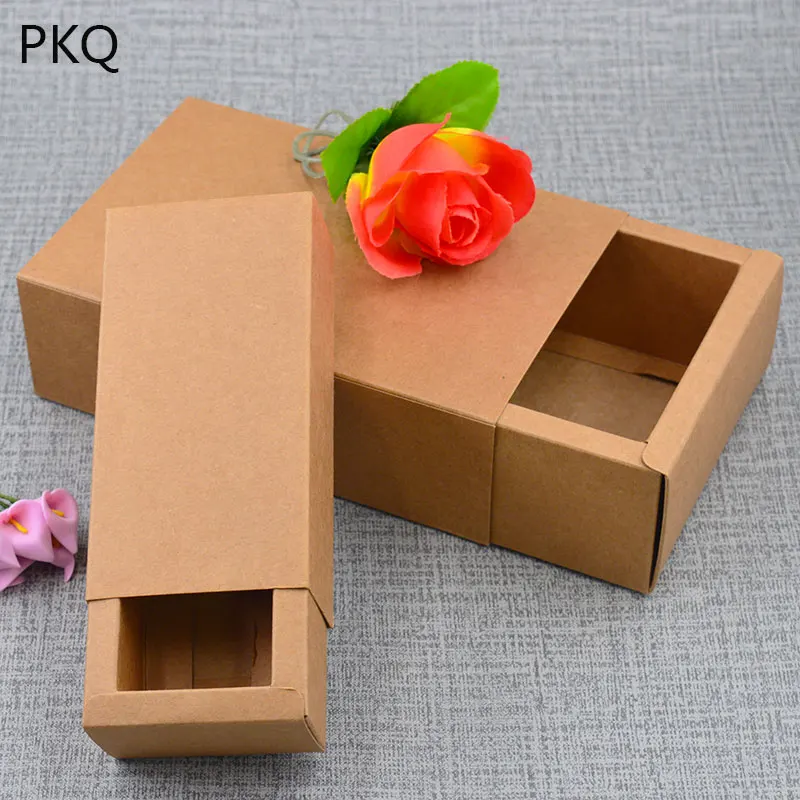 10pcs Square Drawer Box White/Brown Kraft Paper Boxes Blank Cardboard Gift Boxes Handmade Candy Soap Package Boxes 15*15*5.2cm