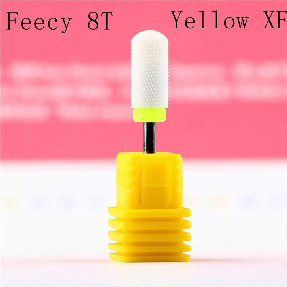 Резак для маникюра, керамические сверла для ногтей, аксессуары для маникюрной машины, вращающиеся электрические пилки для ногтей, инструмент для маникюра, инструмент для дизайна ногтей Feecy - Цвет: Feecy 8T yellow XF