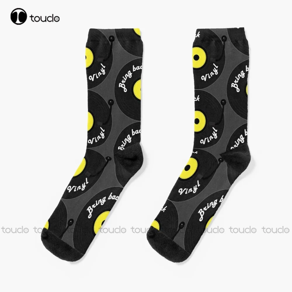 

Bring Back Vinyl Retro Record Player Socks Purple Socks Christmas Gift Unisex Adult Teen Youth Socks Custom 360° Digital Print