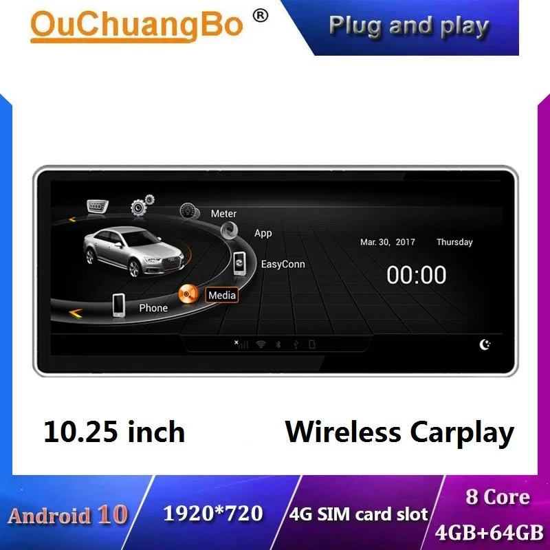 Мультимедийная магнитола Ouchuangbo Android 10 0 gps для 9 7 дюймового RHD A6 A6L 25 2005 с 8 ядерным