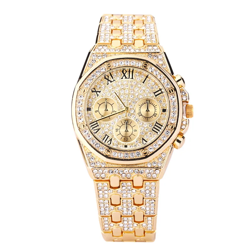 

New Blast Lady Watch Full of Diamond Waterproof Quartz Watches Filled with Star Atmosphere Three-eye Set Women Watches Luxury