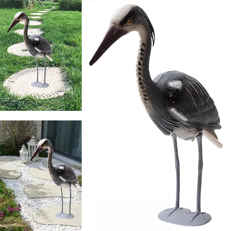 

Large Decoy Plastic Resin Heron Egret Sculptures Garden Ornament Bird Scarer Fish Pond for Garden Protectection