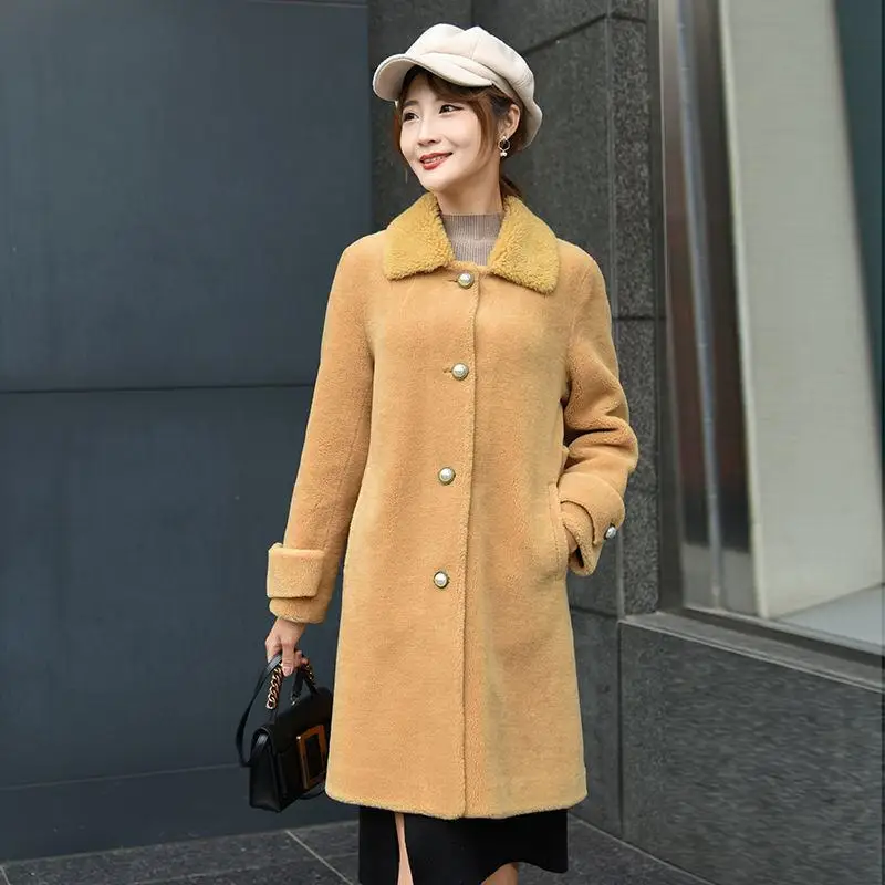 #*Cheap 2019 New Winter Women Real Wool Fur Slim Single Breasted Coats Female Casual Genuine Sheep Shearing Fur Warm Thicken Jacket J105