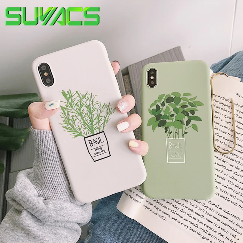 

SUYACS Freshing Temperament Green Plant Phone Cases For iPhone XS Max XR 6 6S 7 8 Plus X Soft TPU Phone Back Cover Shell Gifts
