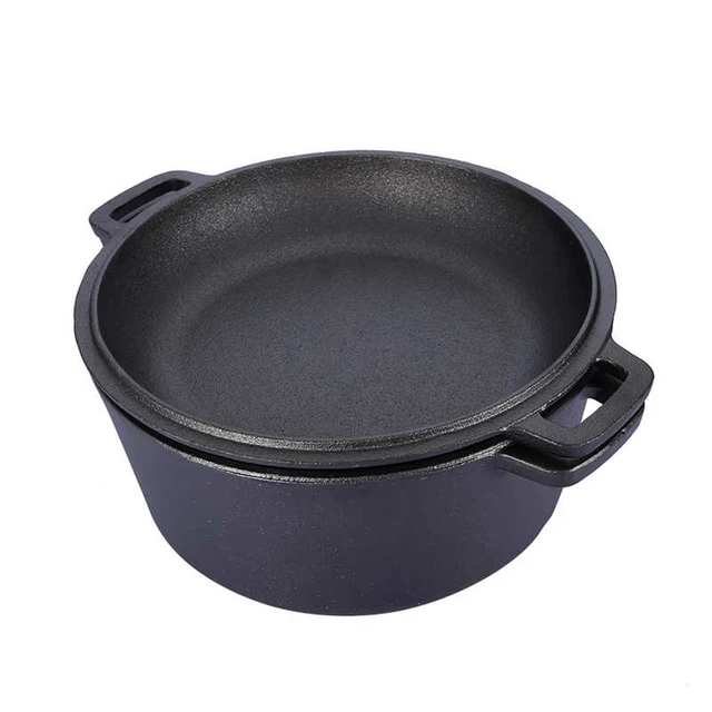 25cm Cast Iron Dutch Oven Camping Pot Set Outdoor Portable Multi-function  Cookware Stew Pot Barbecue Pot Soup Picnic Pot - AliExpress