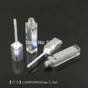 

10/30/50pcs 7.5ml Empty Makeup DIY Lip gloss bottle Black/silver Square Lip Gloss Tube with LED Light mirror Labial glair bottle