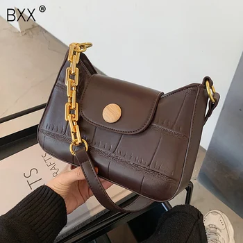 

[BXX] Chain PU Leather Shoulder Bags For Women 2020 Winter Crossbody Handbags and Purses Female Travel Luxury Trend Bag HP200