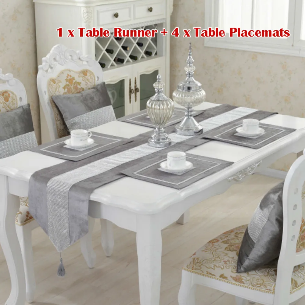 Table-Runner No-Cushion-Cover Tablemats Dining-Placemats Home-Decor Velvet Diamond Modern