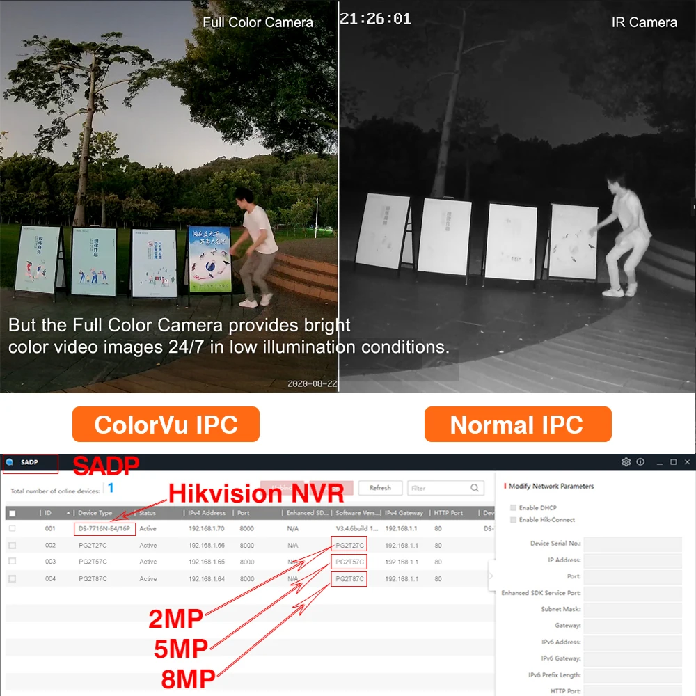 Hikvision совместимая ip камера 5 Мп POE полноразмерная цветная сетевая 8 2MP ColorVu ONVIF Protocl