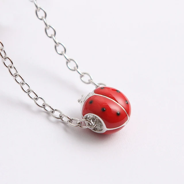 Beetle Charm Подлинная 925 пробы серебряная подвеска с подвеской в виде жука Красная божья коровка подходит для браслетов Pandora женские ювелирные изделия - Цвет: Beetle Charm