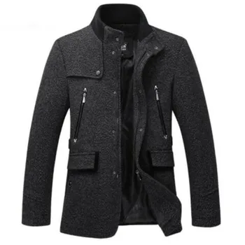 

wool Jacket Men Casual Coat Slim Fit Jackets Fashion Outerwear Man spring autumn Jacket Overcoat Pea Coat Plus Size 3XL