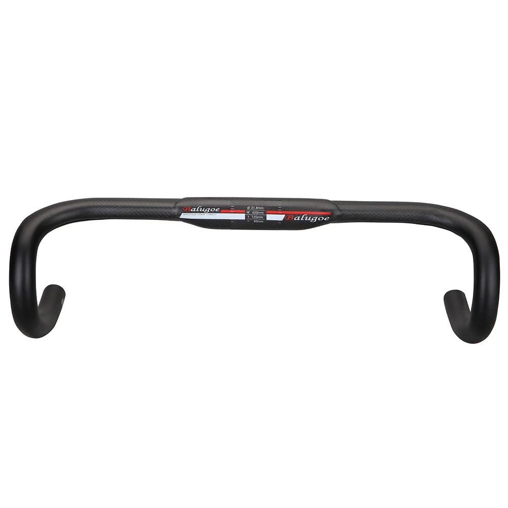 BALUGOE Newest 1 pc Carbon Fiber Road Bike Handlebar Matt black curved grooves Drop Handle Bars 3K Matt 31.8*380/400/420/440mm