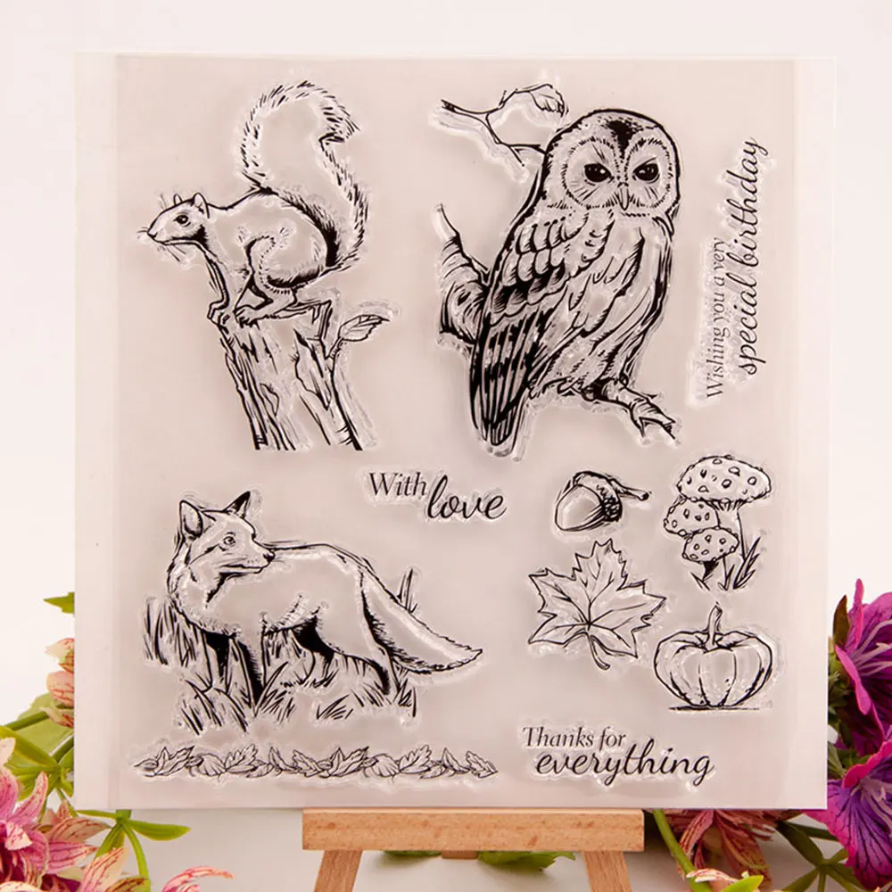 

Squirrel fox owl Clear Stamps Seals for DIY Scrapbooking Rubber Stamps Making Photo Album Handmade Crafts Card Decor New Stamps
