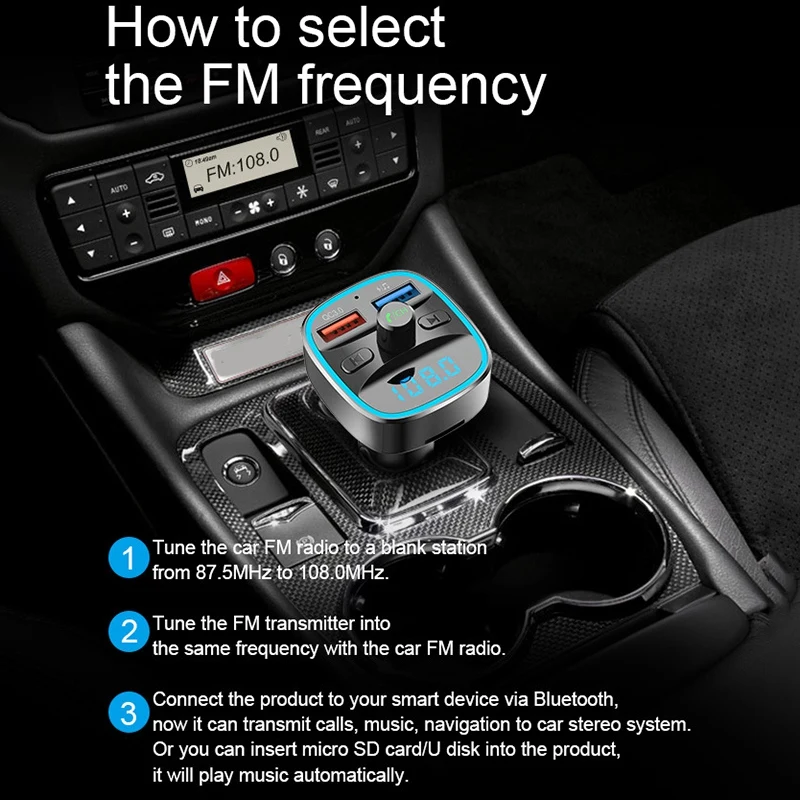 Bluetooth fm передатчик для автомобиля беспроводной радио автомобильный адаптер с QC3.0