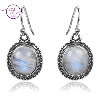 

Jewelry 925 sterling silver pendant earrings 10X12 large oval natural moonstone women fashion wedding party wholesale