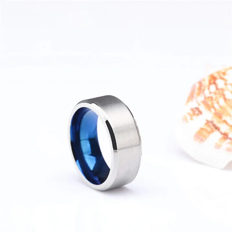 8mm Tigrade чистый Титан Для мужчин Для женщин кольцо серебряной поверхностью синего цвета, Классический 4/6 мм обручальные кольца гравировка обеспечивают Прямая - Цвет основного камня: 8mm