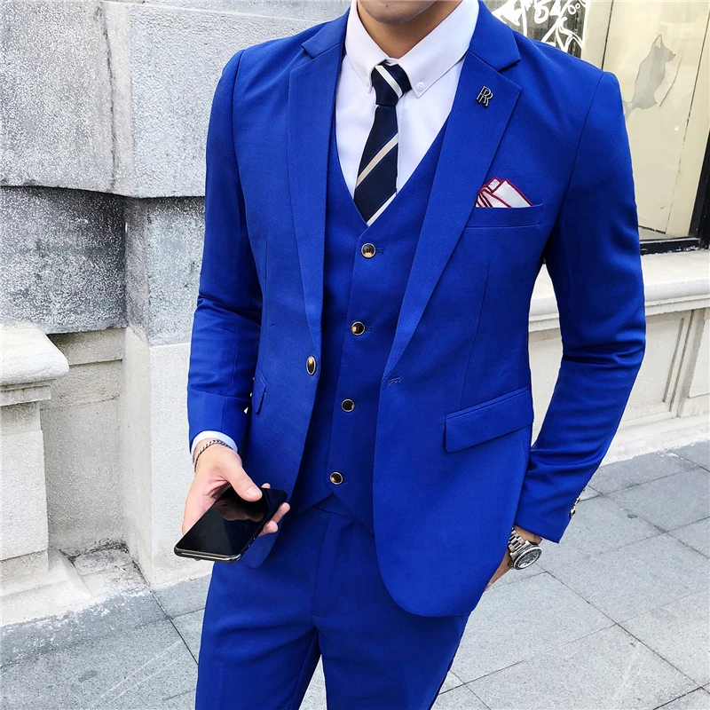 

Asizn size Men Suits 3 Pieces Casual Formal Business Uniform Office Suit Wedding Groom Tuexdo Slim Fit Single Button men suit