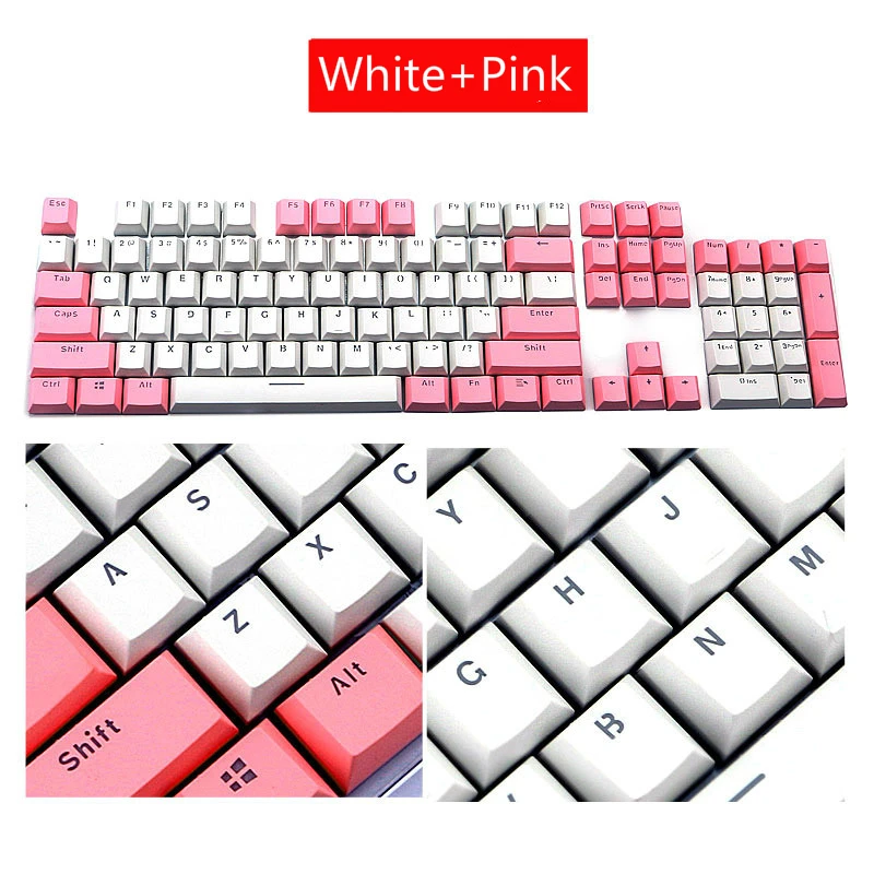 104-key PBT двухцветные колпачки для ключей, механические колпачки для ключей, полупрозрачная поддержка, светодиодный светильник, колпачки для ключей