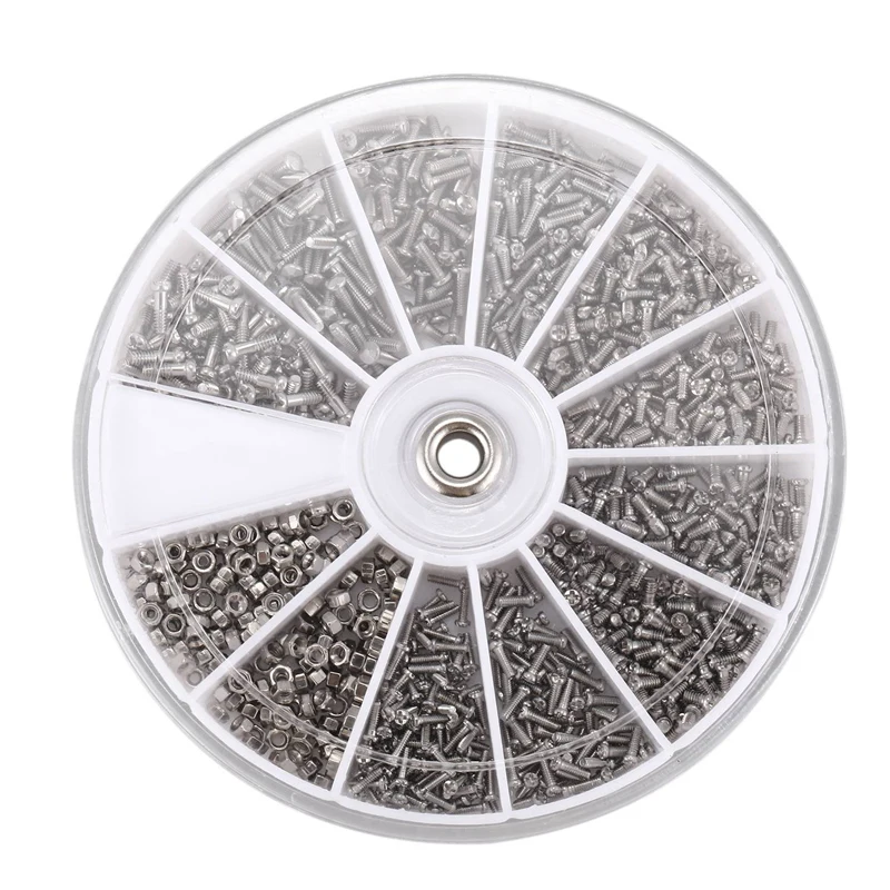 

1000Pcs Stainless Steel Screws Set Machine Screws Assortment For PC Glasses Mobile Phone