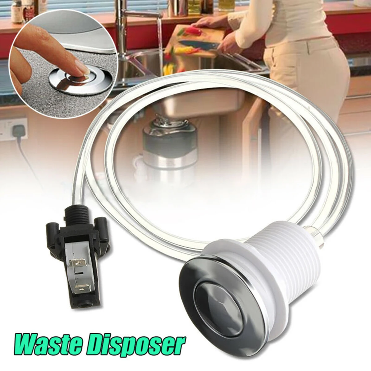 16A Air Button Switch On Off Push Kit Bath Tub Spa Waste Garbage Disposal Tubing Kits Pneumatic Air Pressure Switch Knob ► Photo 2/6