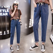 Плюс размеры для женщин в винтажном стиле; Узкие женские брюки с высокой талией джинсы Mujer femme feminino джинсовые штаны Гарун женский K0302