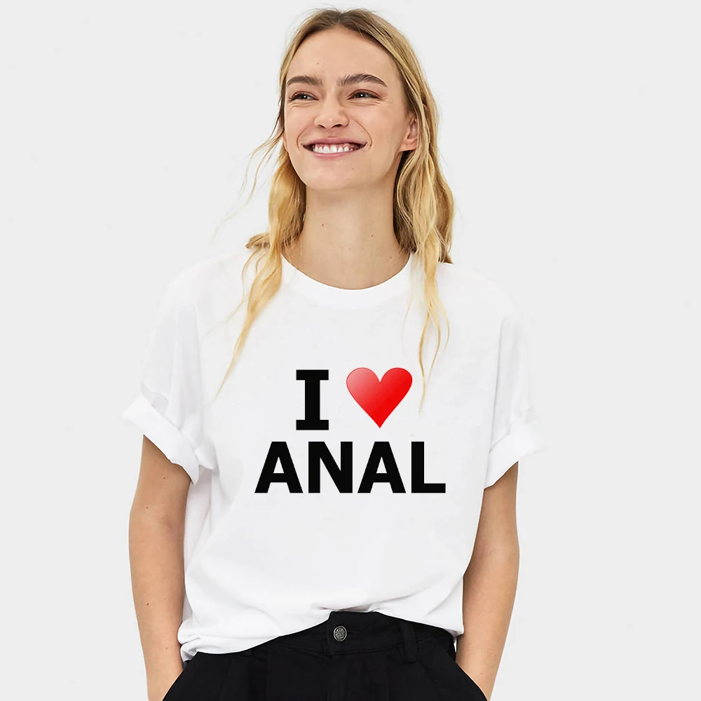 Новинка 2021 модная женская футболка с забавным сердцем I Love Anal хипстерская