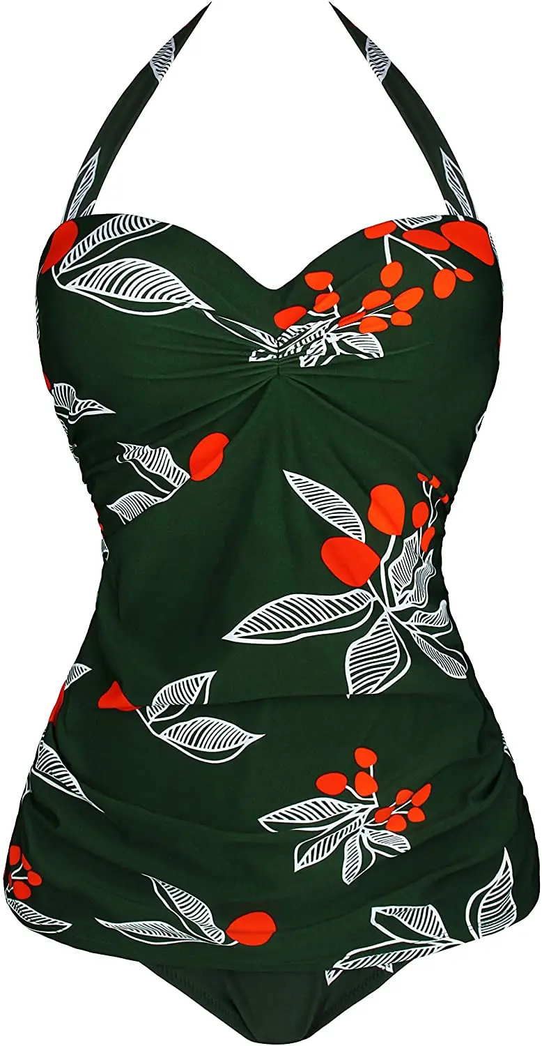 

Retro 50s Pin Up Halter One Piece Swimsuit Monokinis