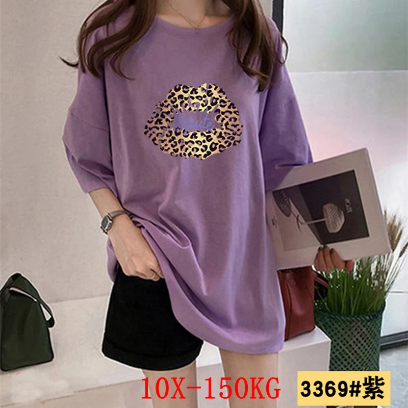 Large size women's T-shirt plus 6XL 7XL 8XL 9XL summer round neck short-sleeved casual loose large red top | Женская одежда