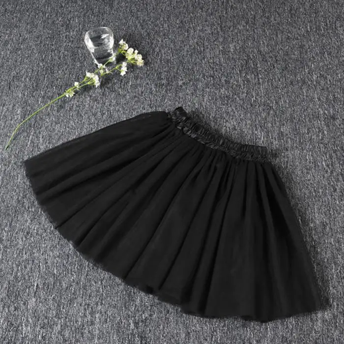 Детская фатиновая юбка для девочек юбка-пачка для маленьких детей модные юбки принцессы для девочек бальное платье средней длины юбка одежда для девочек - Цвет: Черный