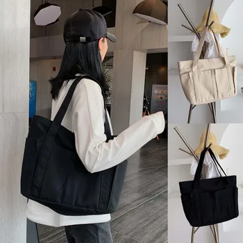 

2019 Fashion Foldable Shopping Bag Women Big Size Canvas Simple Casual Tote Handbag Ladies Beach Reusable Shoulder Bag Bolsa